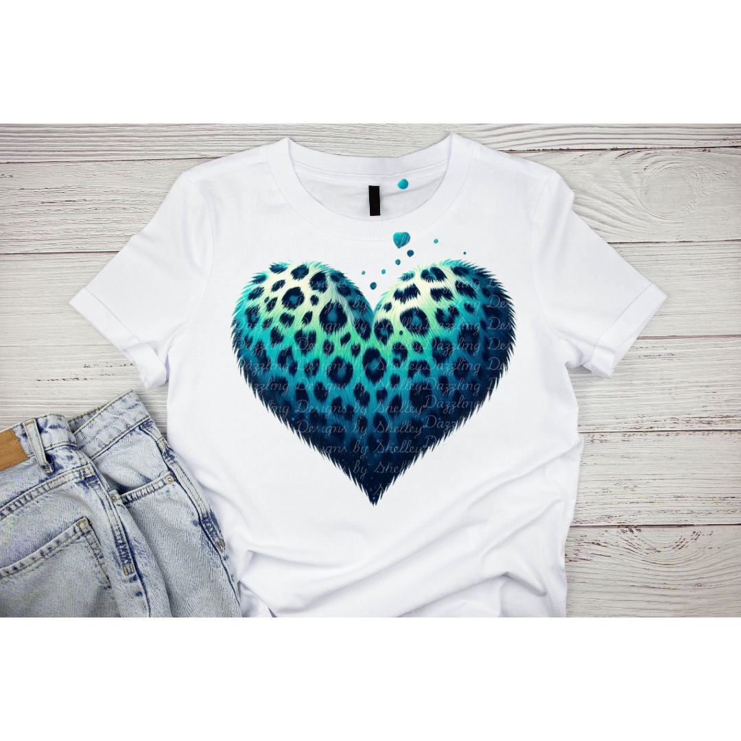 Cheetah Dark Blue Heart